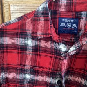 American eagle men’s flannel Plaid shirt, prep fit, red/white, XS *host …
